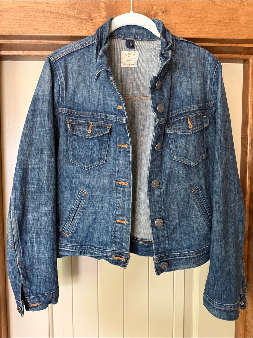 J. Crew Medium Blue Denim Jacket with Chest Pockets